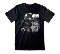 Popgear Camiseta de Manga Corta para Hombre, diseño de mandaloriano de Star Wars, Color Negro, Negro, M