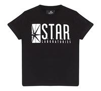 Popgear DC Comics The Flash Star Labs Logo-Camiseta para niños, Color Negro Moda, 3-4 Años