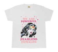 Popgear DC Comics Wonder Woman Fearless Girls T-Shirt White, Camiseta Niñas, White, 5-6 Years
