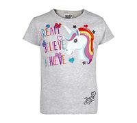 Popgear Jojo Siwa Fearless-Camiseta para niña, Color Jaspeado Moda, Cuero Gris, 5-6 Años para Niñas