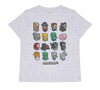 Popgear Minecraft Mini Mobs Boys T-Shirt Heather Grey Camiseta, Gris, 152 para Niños