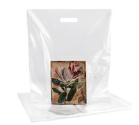 POPGIFTU Paquete de 50 bolsas transparentes grandes de 15 x 18 pulgadas con asas, bolsas de plástico de 1.75 mil de grosor para pequeñas empresas, boutiques, tiendas, embalaje de regalo
