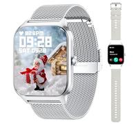 Popglory Reloj Inteligente Mujer Hombre, Llamada Bluetooth, 100+ Deportes Smartwatch Recibir Whatsapp, Presión Arterial/Ritmo Cardíaco/Sueño/Estrés/SpO2, AI Relojes Deportivos, Regalo iOS Android