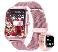 Popglory Reloj Inteligente Mujer Hombre, Llamada Bluetooth, 100+ Deportes Smartwatch Recibir Whatsapp, Presión Arterial/Ritmo Cardíaco/Sueño/Estrés/SpO2, AI Relojes Deportivos, Regalo iOS Android