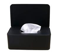 PopHMN Dispensador de toallitas, Caja dispensadora de toallitas húmedas de tejido seco con tapa de sellado Limpie el contenedor de la servilleta del contenedor para el hogar de escritorio (Negro)