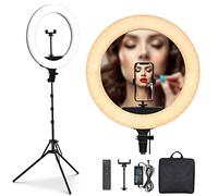 PoplarTrees LED Aro de Luz 46CM con Trípode 65W, Remoto Control 3200-5500K Lámparas Regulables, 3 Modos Anillo de Luz para Selfie, Video, Tiktok,Maquillaje incluida Carrying Bag