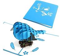 PopLife Cards Bluebird de felicidad tarjeta de felicitación emergente 3d para todas las ocasiones aves salvajes, primavera pliegues planas para enviar por correo cumpleaños, día de la madre