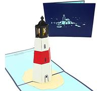 PopLife Cards Faro isla 3d popup tarjeta de felicitación para todos los viajeros de las ocasiones, amantes de la costa y la aventura pliegues planas para enviar por correo cumpleaños, día de la madre