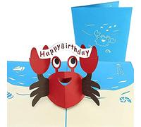 PopLife Cards Feliz cangrejo rojo 3d emergente tarjeta de felicitación para cumpleaños - criaturas del mar, amantes del océano, juguete clásico - pliegues planas, perfecto para el envío de correos