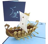 PopLife Cards Tarjeta del vikingo del día de padre de la nave vikinga de los vikingos para todas las ocasiones día del padre, feliz cumpleaños, graduación, retiro, viajeros del aniversario, guerreros