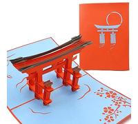 PopLife Cards Torii japón puerta 3d popup tarjeta de felicitación para todas las ocasiones asia viajeros, arquitecto, amantes de la historia japonesa pliegues para correo cumpleaños, graduación