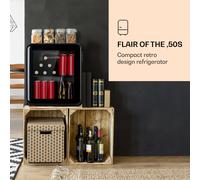 Nevera para bebidas Klarstein PopLife - minibar, nevera retro, 0-10°C, sólo 39 dB, 48 L, respetuosa con el medio ambiente, puerta de doble acristalamiento, diseño retro, negro