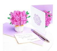 PopLife - Tarjeta de felicitación para el día de San Valentín con diseño de ramo de rosado rosas en 3D, aniversario, para el día de la madre, cumpleaños o compromiso, para mamá, hija, para esposa