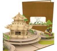 PopLife® Tarjeta desplegable 3D de jardín zen japonés, con texto en inglés "Sending you a little ZEN", "Get Well", día de la madre, día de San Valentín, condolencias, sorpresa para un jardinero, para