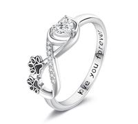 POPLYKE Anillo de alas de ángel, girasol, labradorita, huella de gato, nudo celta, plata de ley 925, joyería para mujer, Circonita cúbica