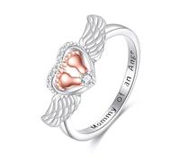POPLYKE Anillo de alas de ángel, girasol, labradorita, huella de gato, nudo celta, plata de ley 925, joyería para mujer, Circonita cúbica