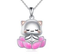 POPLYKE Araña/Mariposa/Zorro/Orca/Pande/Tiburón/Gato/Búho/Sirena Cadena de Plata de Ley 925 Animal Collar Colgante Joyería Regalos para Mujeres, Plata de ley, No es una piedra preciosa