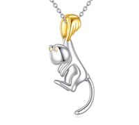 POPLYKE Araña/Mariposa/Zorro/Orca/Pande/Tiburón/Gato/Búho/Sirena Cadena de Plata de Ley 925 Animal Collar Colgante Joyería Regalos para Mujeres, Plata de ley, No es una piedra preciosa