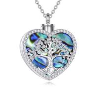 POPLYKE Árbol de la Vida Urna Collar Regalos para Cenizas para Mujeres Hombres Plata de Ley Urna Collar Joyería para para Cenizas Memoria Collar Regalo para Mujeres