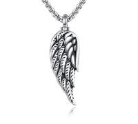 POPLYKE Cadena de urna con alas de plata de ley 925 para cenizas, collar de ángel, alas de cremación, joyería para mujer y hombre, memoria, Plata esterlina, No es una piedra preciosa