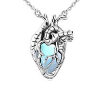 POPLYKE Catus/Montaña/Cruz/Martillo de Thor/Collar anatómico de corazón de plata de ley turquesa collar de la naturaleza pandant turquesa joyería regalo para escaladores campistas, 100%, No es una
