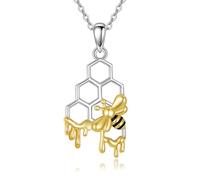 POPLYKE Collar de abejas de plata de ley 925 con colgante de abeja para mujer
