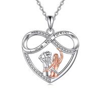 POPLYKE Collar de corazón con dos pingüinos para mujer, plata de ley 925, joyería de vaca de las tierras altas, hermana, amiga, madre, hija, pingüino, vaca, regalos para mujeres, cumpleaños, día de la