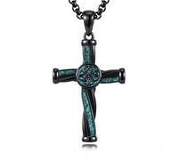 POPLYKE Collar de cruz para hombre y mujer, plata de ley 925, cruz celta, collar para hombre, colgante de cruz, collar para hombre, San Valentín, 27*19mm, 22 Zoll, Plata esterlina