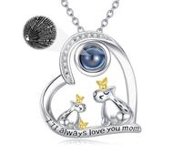 POPLYKE Collar de elefante/capibara/nutria para mujer, plata de ley, collar para mamá, regalo para el día de la madre, m, Plata esterlina, No es una piedra preciosa