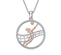 POPLYKE Collar de regalo de voleibol para jugadores, plata de ley, joyería inspiradora deportiva para mujer, Plata esterlina, Circonia cúbica