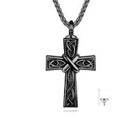 POPLYKE Collar de urna de cruz celta de plata de ley con nudo celta, colgante de cenizas, joyería de cremación para mujeres y hombres