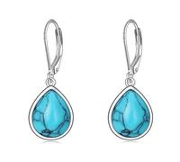 POPLYKE Larimar/Piedra Lunar/Palo/Turquesa/Onix Negro/Labradorita/Perla/Aquamarina/Agata Musgo Pendientes para Mujer Plata de ley Joyeria Regalo para chicas