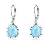 POPLYKE Larimar/Piedra Lunar/Palo/Turquesa/Onix Negro/Labradorita/Perla/Aquamarina/Agata Musgo Pendientes para Mujer Plata de ley Joyeria Regalo para chicas