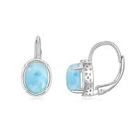 POPLYKE Larimar/Piedra Lunar/Palo/Turquesa/Onix Negro/Labradorita/Perla/Aquamarina/Agata Musgo Pendientes para Mujer Plata de ley Joyeria Regalo para chicas
