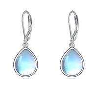 POPLYKE Larimar/Piedra Lunar/Palo/Turquesa/Onix Negro/Labradorita/Perla/Aquamarina/Agata Musgo Pendientes para Mujer Plata de ley Joyeria Regalo para chicas