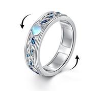 POPLYKE Moonstone - Anillos de ansiedad para mujer, de plata de ley 925, anillo giratorio para preocupación, anillos giratorios de vid, anillos antiestrés para el estado de ánimo, anillo de regalo