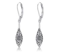 POPLYKE Pendientes antiguos de girasol para mujer, plata de ley 925, diseño de flores, joyería de girasol vintage, regalos para ella, 7*40, Plata de ley, No es una piedra preciosa