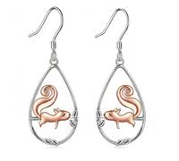 POPLYKE Pendientes de aro de cerdo, gato negro, pulpo, rana, salamandra, erizo, ardilla para mujer, plata de ley 925, bonitos regalos de joyería de animales para mujeres amantes, 16*16, Plata de ley