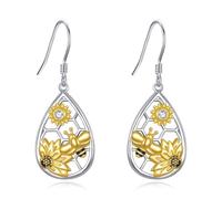 POPLYKE Pendientes de girasol/vikingo/caballo/tuetle, de plata de ley 925, para hombre y mujer, Plata de ley, Circonia cúbica