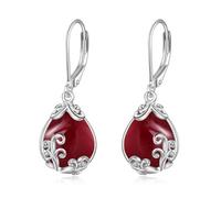 POPLYKE Pendientes de gota de filigrana de piedra lunar celta pendientes de plata esterlina pendientes pendientes joyas, Plata de ley, Granate