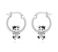 POPLYKE Pendientes de vaca para mujer, plata de ley 925, pendientes de aro de vaca para niñas, joyas de vaca, regalos para ella, 16*16, Plata de ley, No es una piedra preciosa