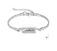 POPLYKE Pulsera de plata de ley 925 con diseño de libélula, cruz, celta, colibrí, abeja, girasol, 2 libélulas, loto, montaña, árbol de la vida, plata de ley 925, joyería de cremación para mujer, Medio