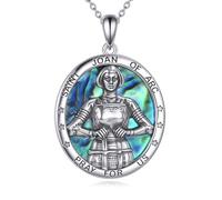 POPLYKE Saint Joan of Arc Halskette für Frauen 925 Sterling Silber religious Halskette religiöser Schmuck für Frauen Männer