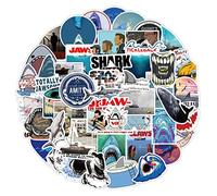 POPNWOW Calcomanías de tiburón, 50 unidades, resistentes al agua, pegatinas de vinilo, para equipaje, maleta de viaje, portátil, almohadilla de teléfono, botella de agua, bicicleta, coche, moto,