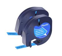 POPOBUY Paquete de 2 cintas de plástico azul compatibles con Dymo Letratag 91335 S0721650, 12 mm x 4 m, negro sobre azul, para etiquetadora Letra Tag LT100H LT100T QX50 XR