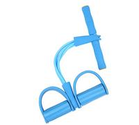 POPOTI Foot Pedal Exercise Band, Sit Up Bodybuilding Expander Rally Elastic Rope 4-Tube Pull Rope Fitness Accessories for Abdomen Waist Arm Training Resistance Band (Blue)