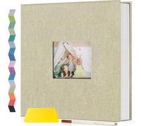 popotop - Álbum de fotos con ventana de visualización de imágenes (40 páginas, kit de suministros de scrapbooking para fotos de 10 x 15 cm, 25,4 x 30,5 cm, manta de lino para boda, con raspador
