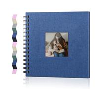 Popotop Álbum de fotos de 8 x 8 pulgadas, 60 páginas, tapa dura, libro de recuerdos en blanco con ventana personalizada para familia, boda, libro de invitados, aniversario, bebé, viajes, Navidad