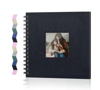 Popotop Álbum de fotos de 8 x 8 pulgadas, 60 páginas, tapa dura, libro de recuerdos en blanco con ventana personalizada para familia, boda, libro de invitados, aniversario, bebé, viajes, Navidad