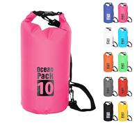 POPOYU 10L Bolsa Estanca,Rosa Rojo Bolsa Impermeable Bolsa Seca Mochila Estanca con Correa de Hombro Ajustable,2L/5L/10L/15L/20L Dry Bag para Camping,Pesca,Rafting,Ciclismo